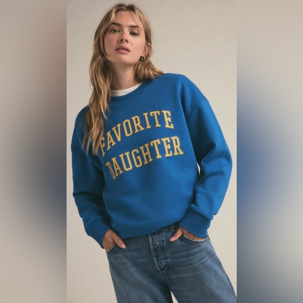 Favorite Daughter Collegiate Sweatshirt Sapphire Blue Oversized Size S